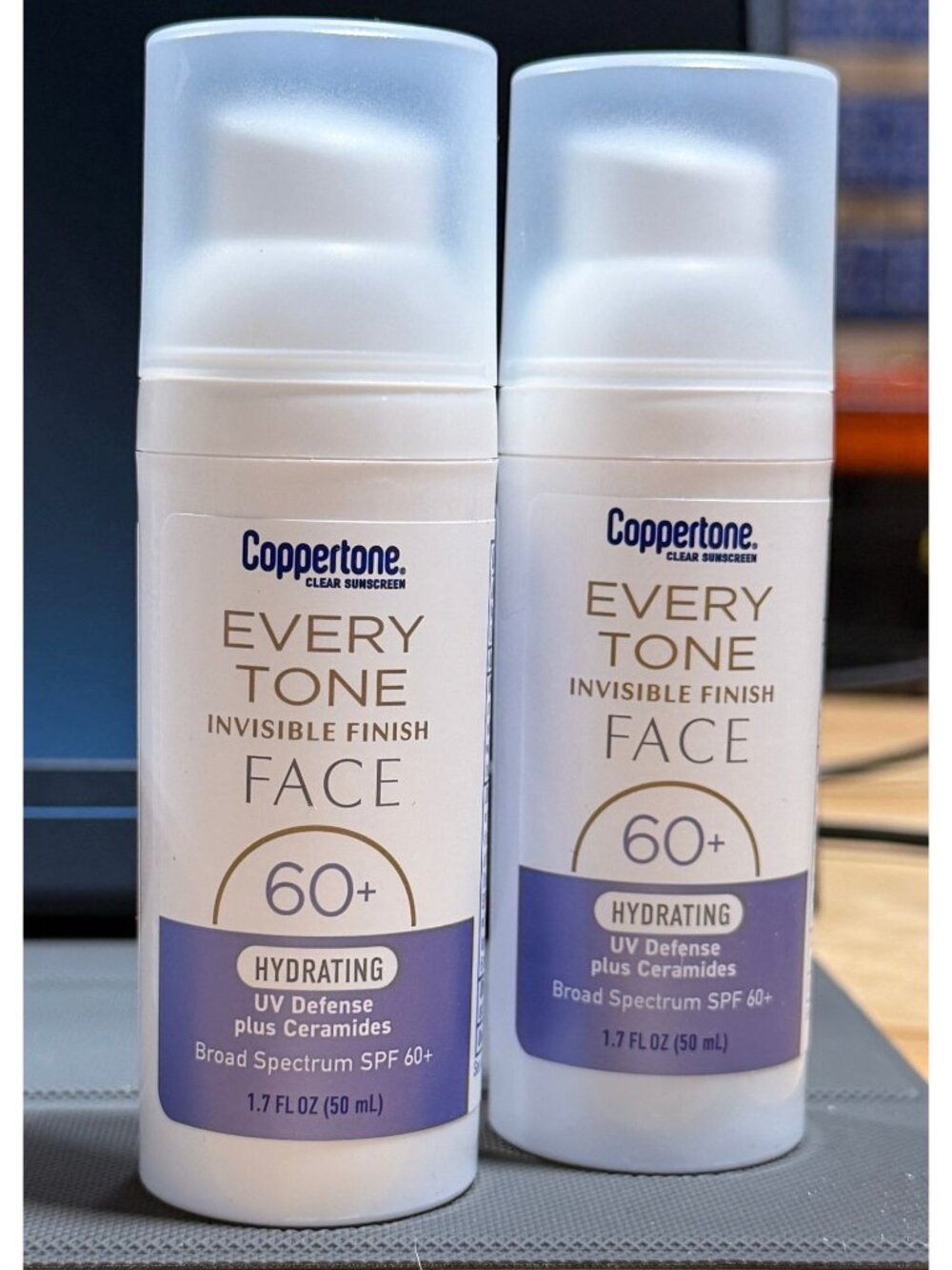 2 pack Coppertone Every Tone Invisible Finish FACE SPF 60+ Moisturizer 11/2026
